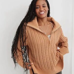 Aerie tan cable knit sweater xxs